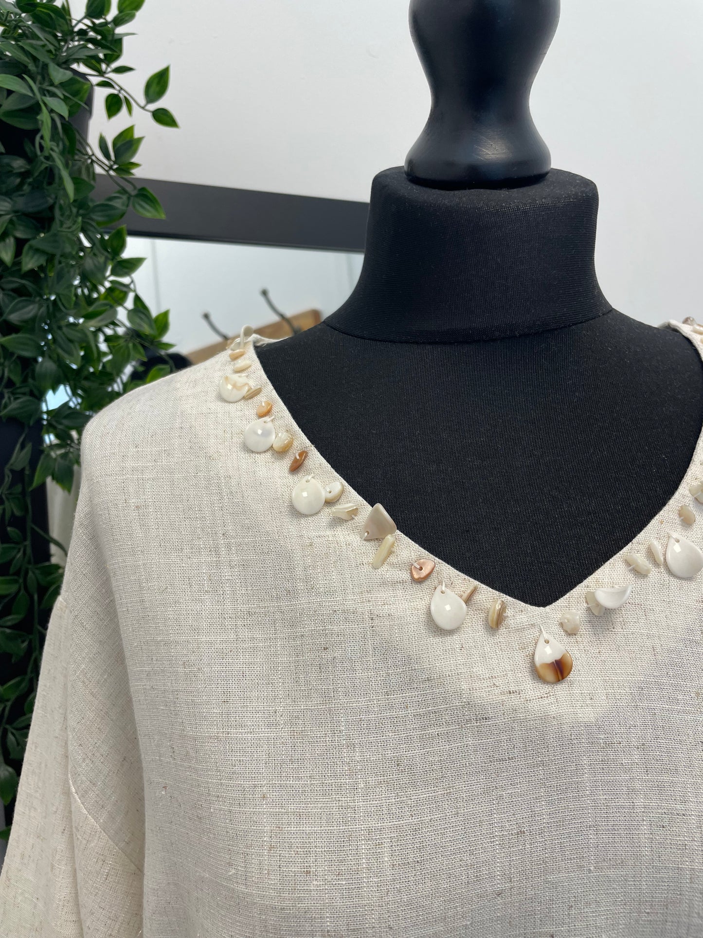 Summer Beaded Neckline Tops