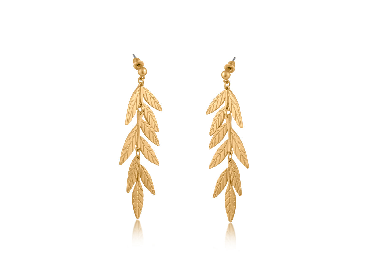 Big Metal London Freya Dangle Leaf Earrings