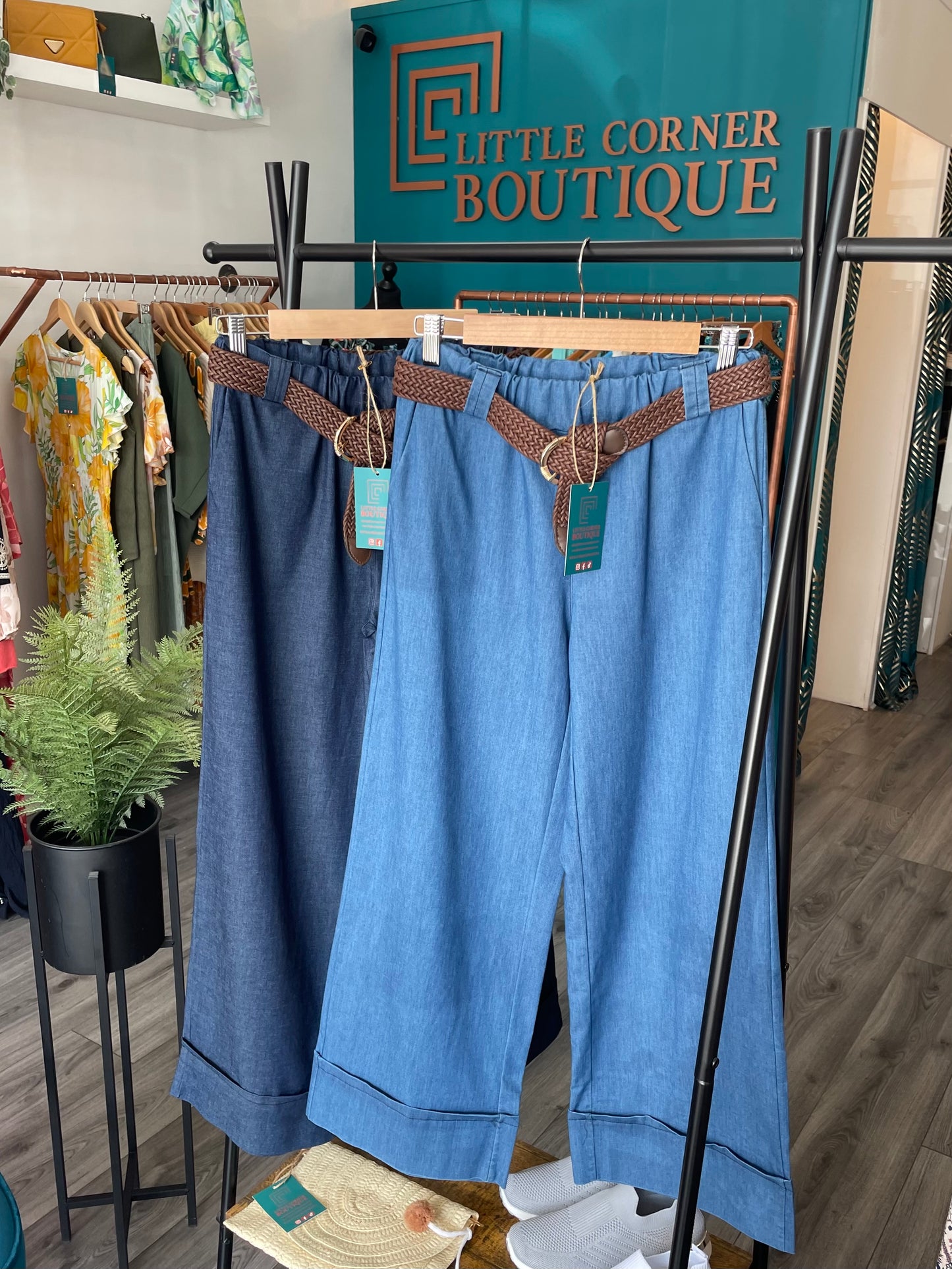 Turn Up Wide Leg Trousers