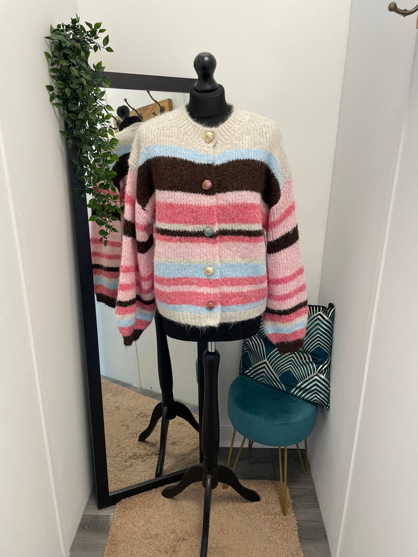Striped Pebble Button Cardigans