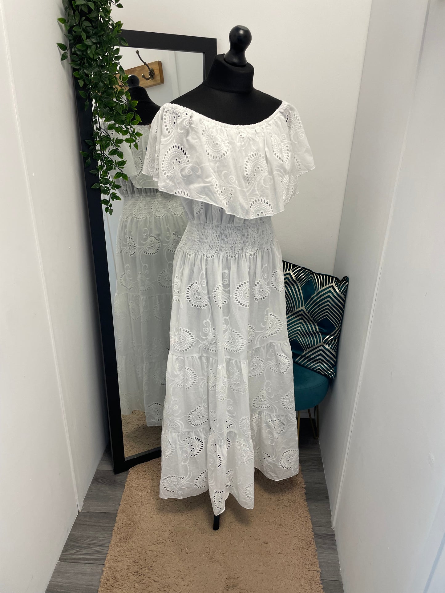 Maxi Bardot Lace Dress