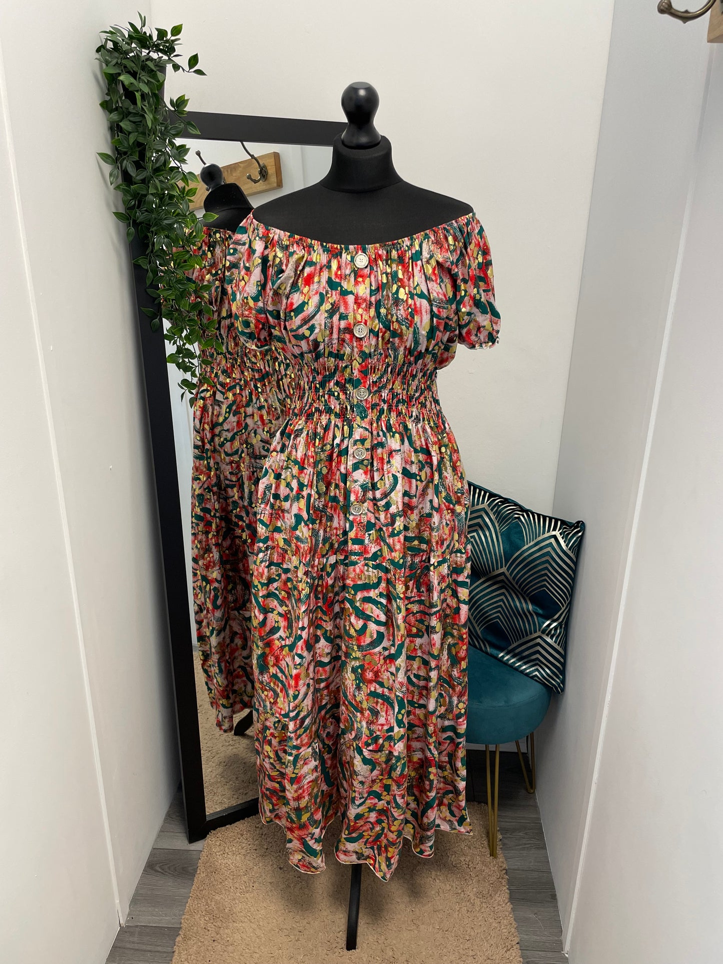 Printed Bardot Maxi Dresses