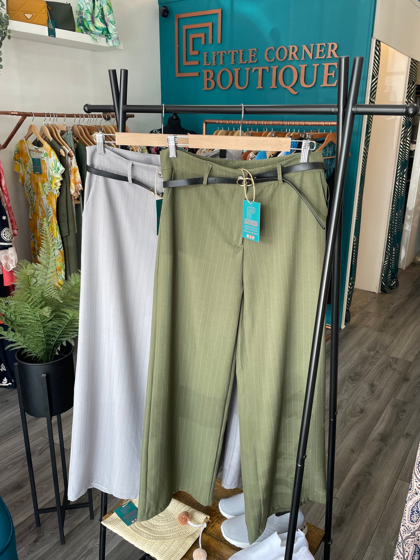 Pinstripe Wide Leg Trousers