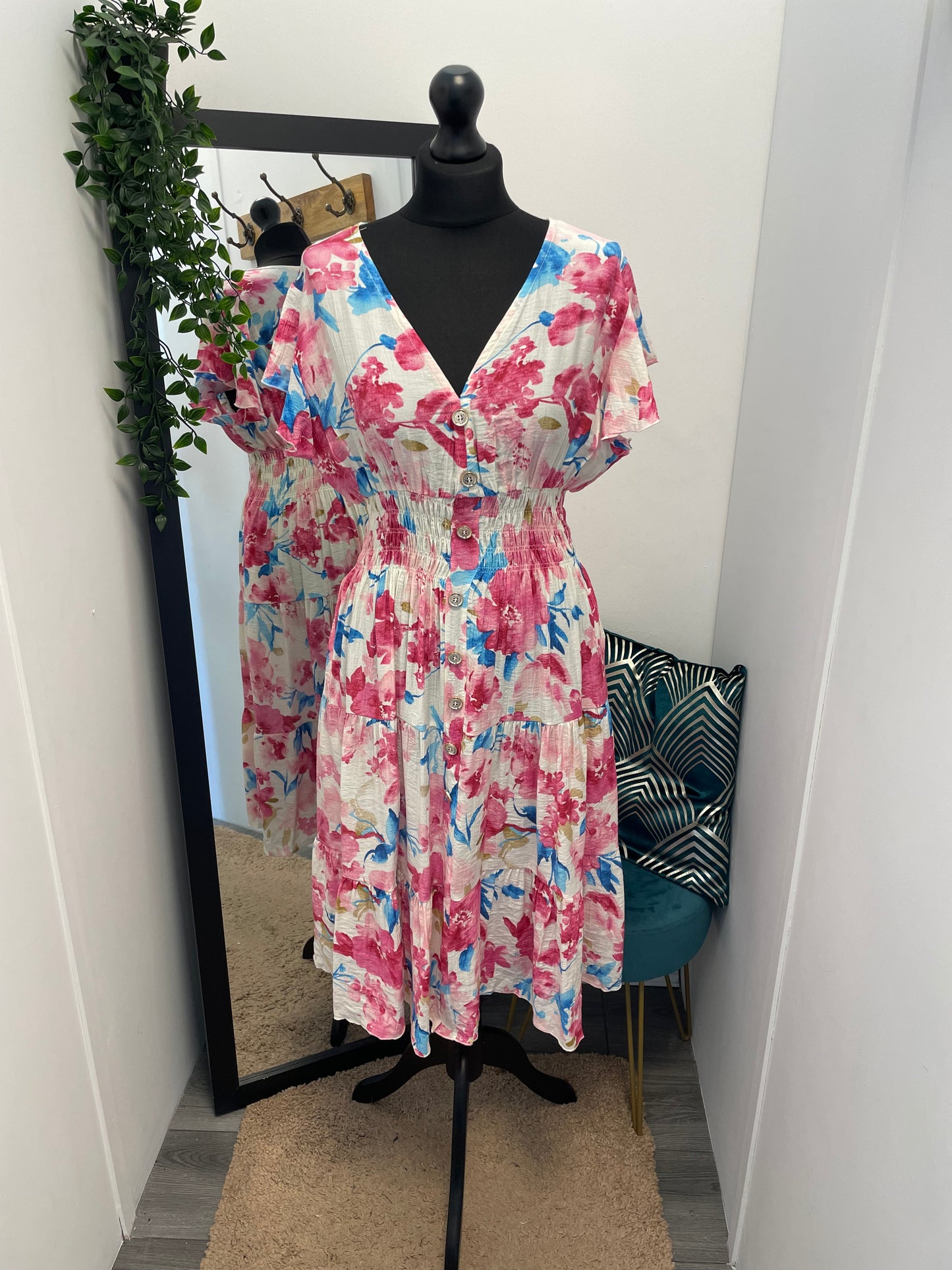 Floral V-Neck Midi Dresses