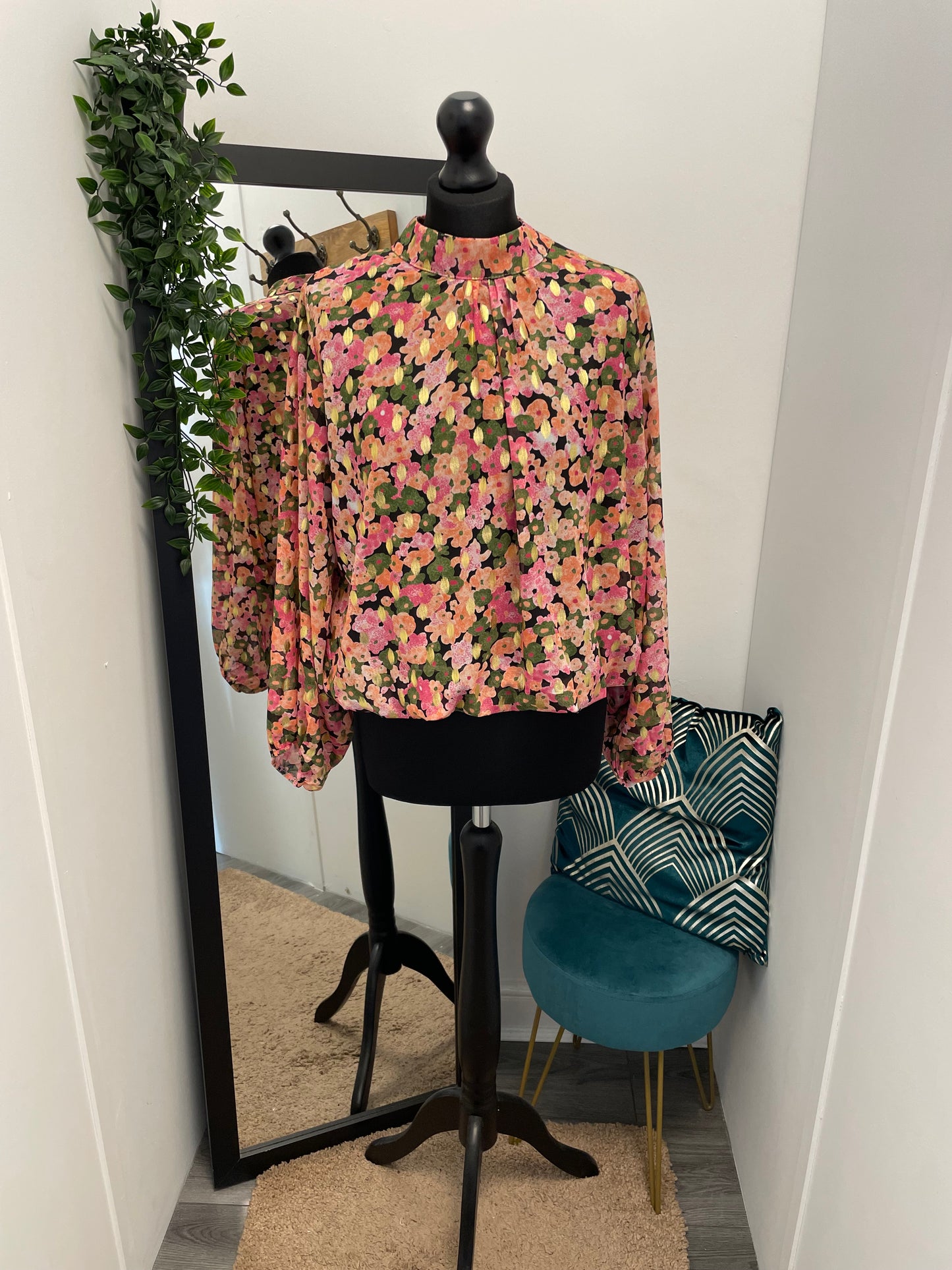 High Neck Floral Blouses