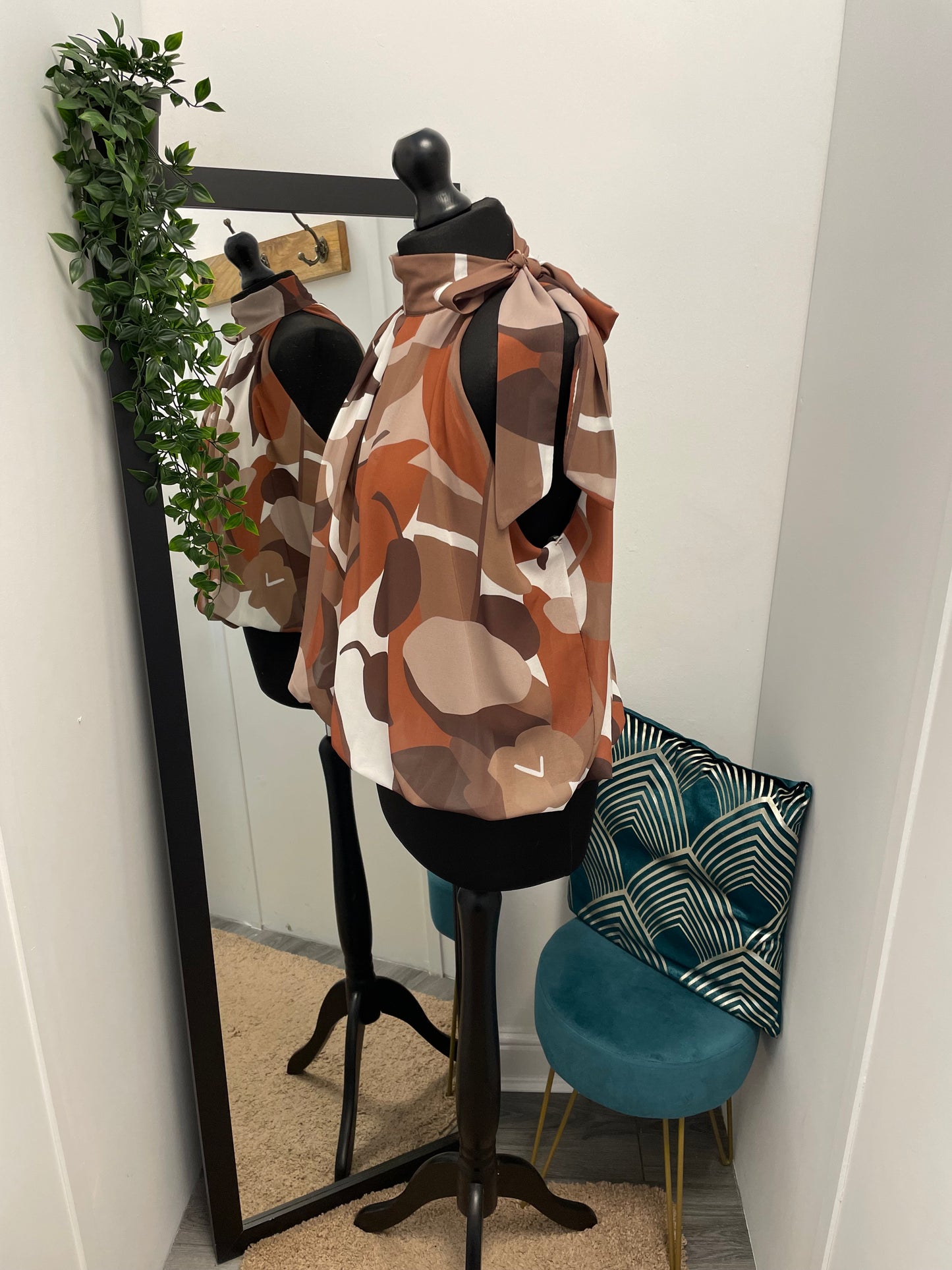 Side Tie High Neck Blouses