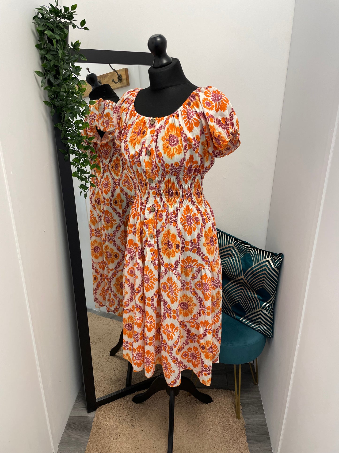 Printed Bardot Midi Dresses