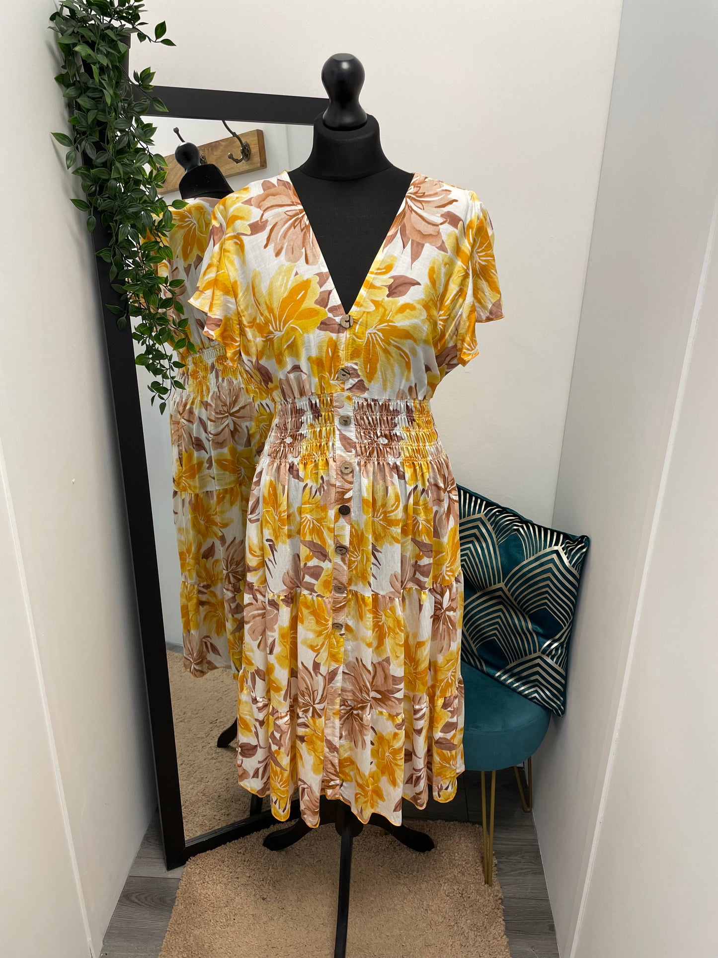 Floral V-Neck Midi Dresses