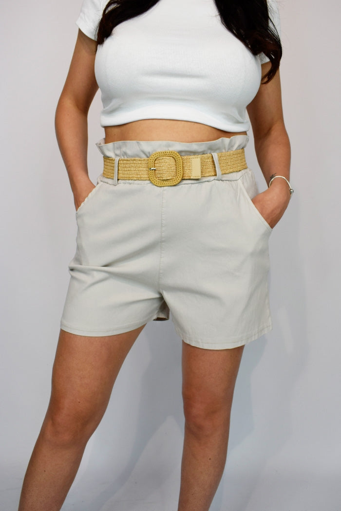 Paperbag Shorts with Weaved Belt