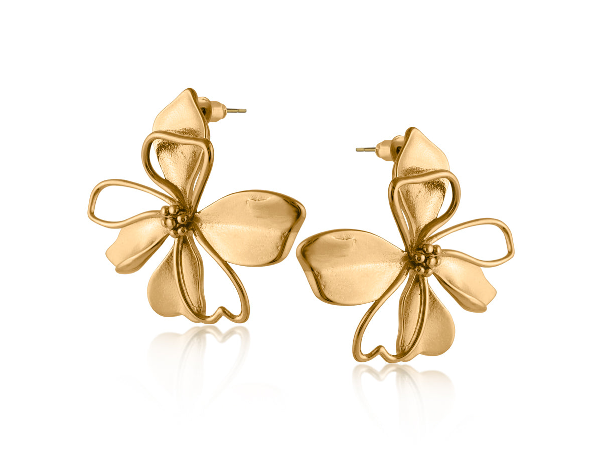 Big Metal London Floral Stainless Steel Earrings