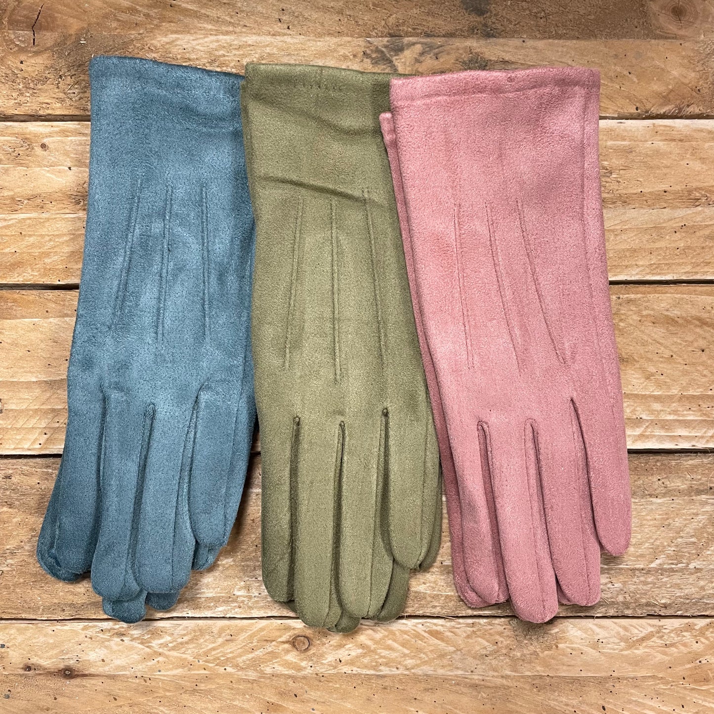 Plain Stripe Suede Gloves