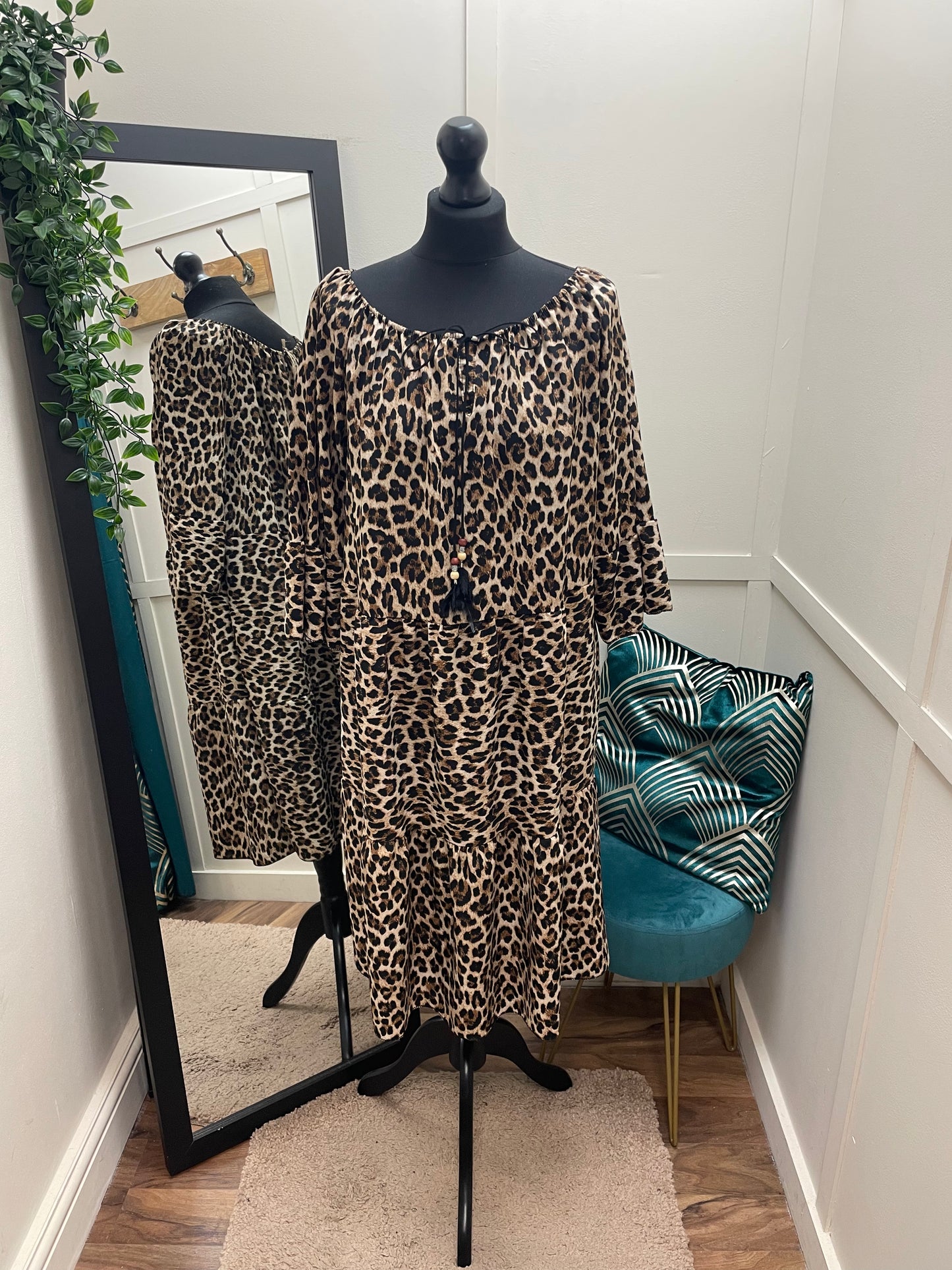 Leopard Print Tassel Dress
