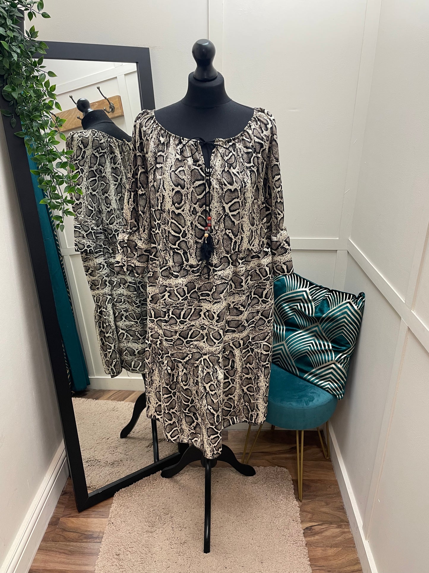Animal Print Tassel Dress