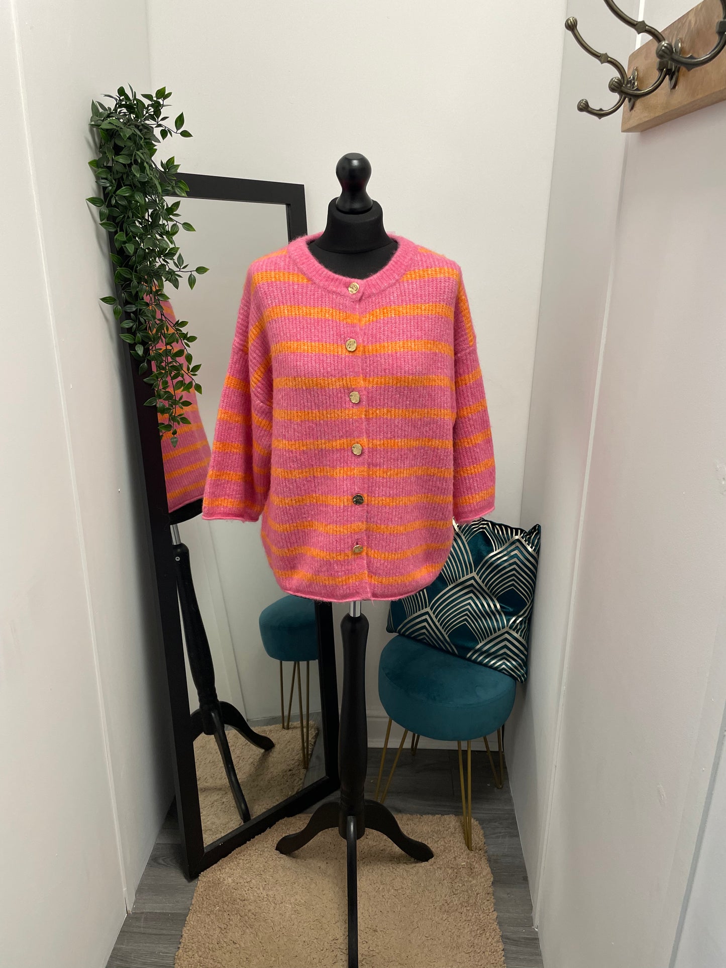 Striped Crop Sleeve Cardigans