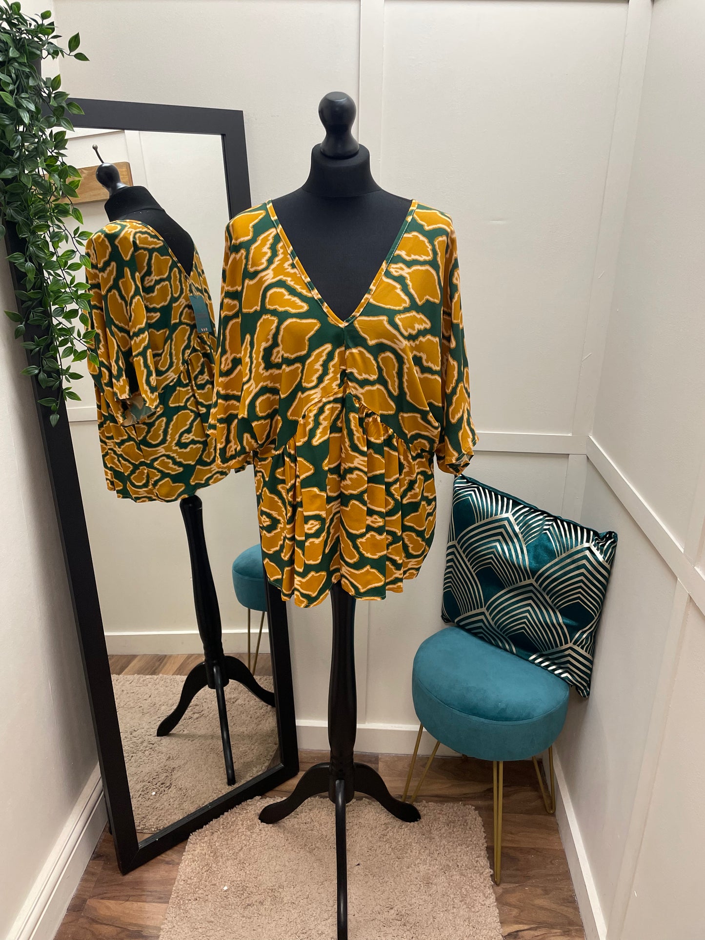 Mustard & Green Print Top