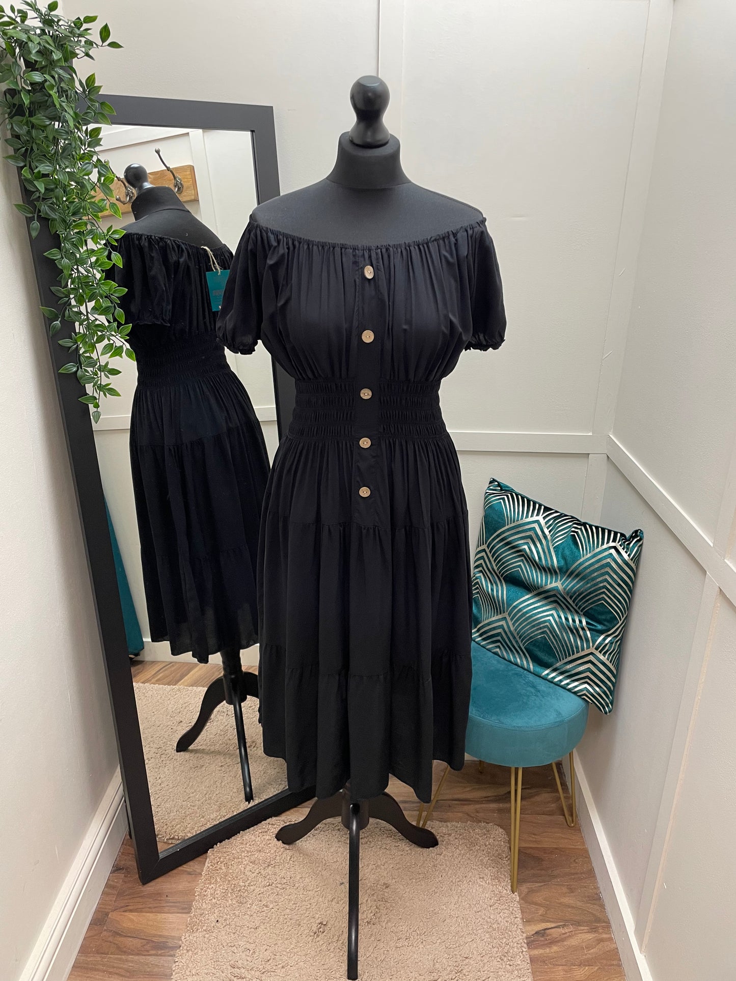 Plain Bardot Midi Dresses
