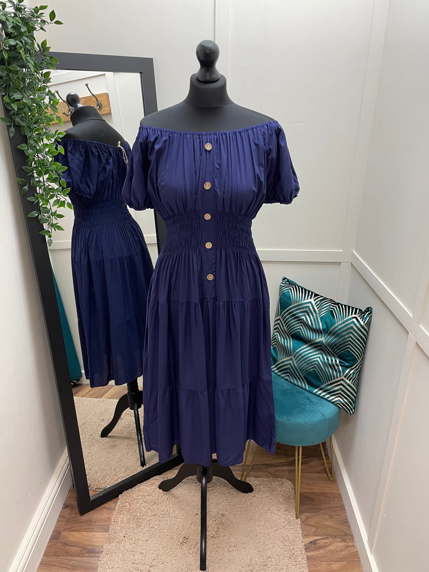 Plain Bardot Midi Dresses