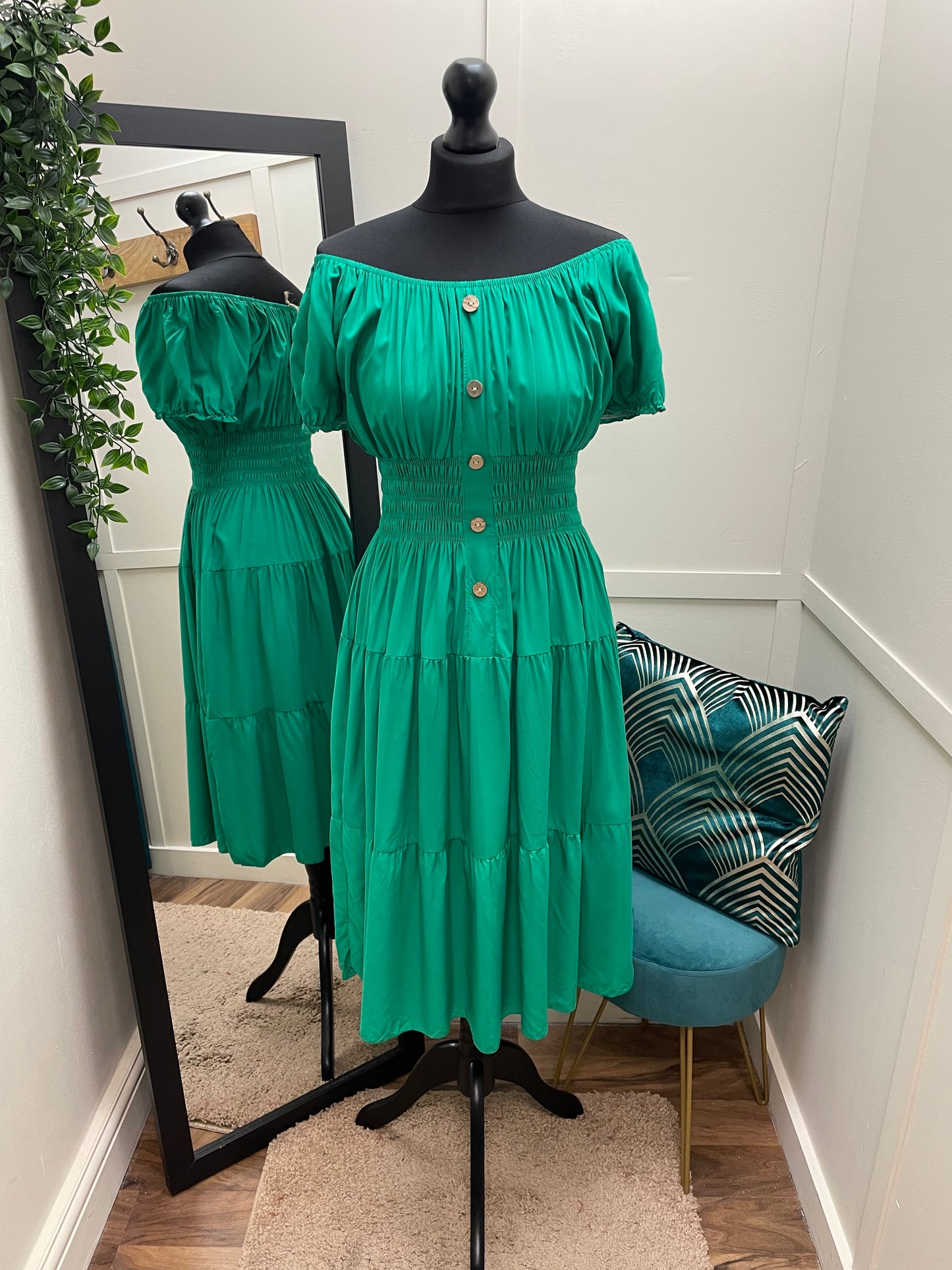 Plain Bardot Midi Dresses