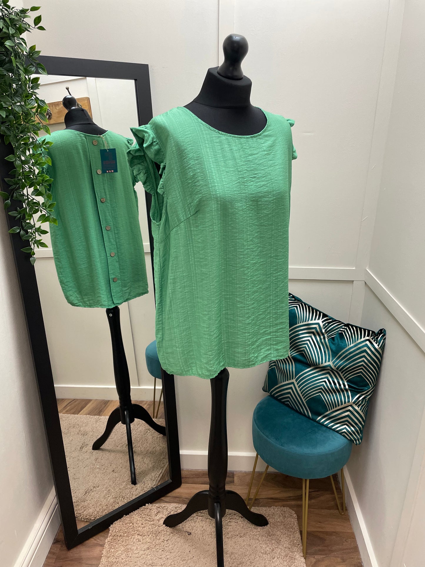 Button Back Frill Tops