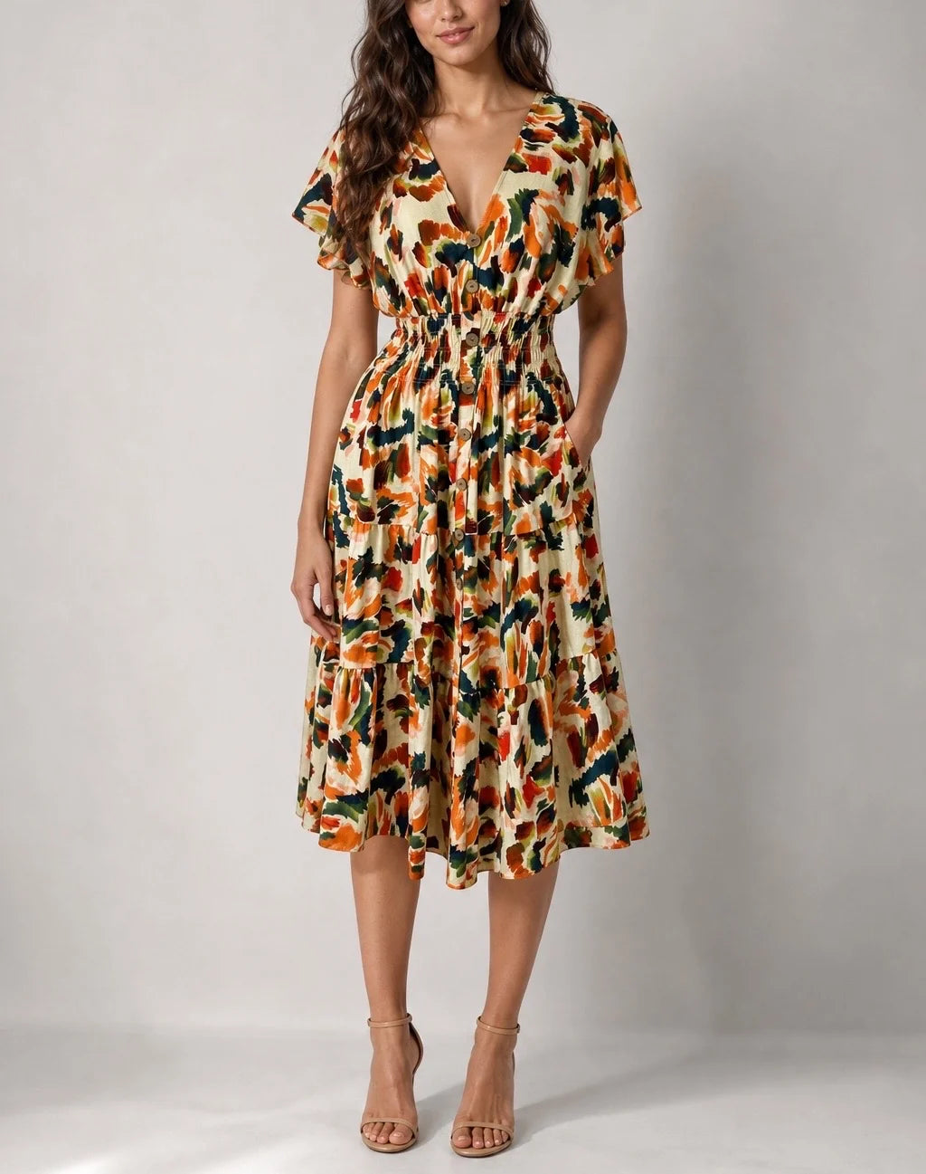 V-Neck Midi Dresses