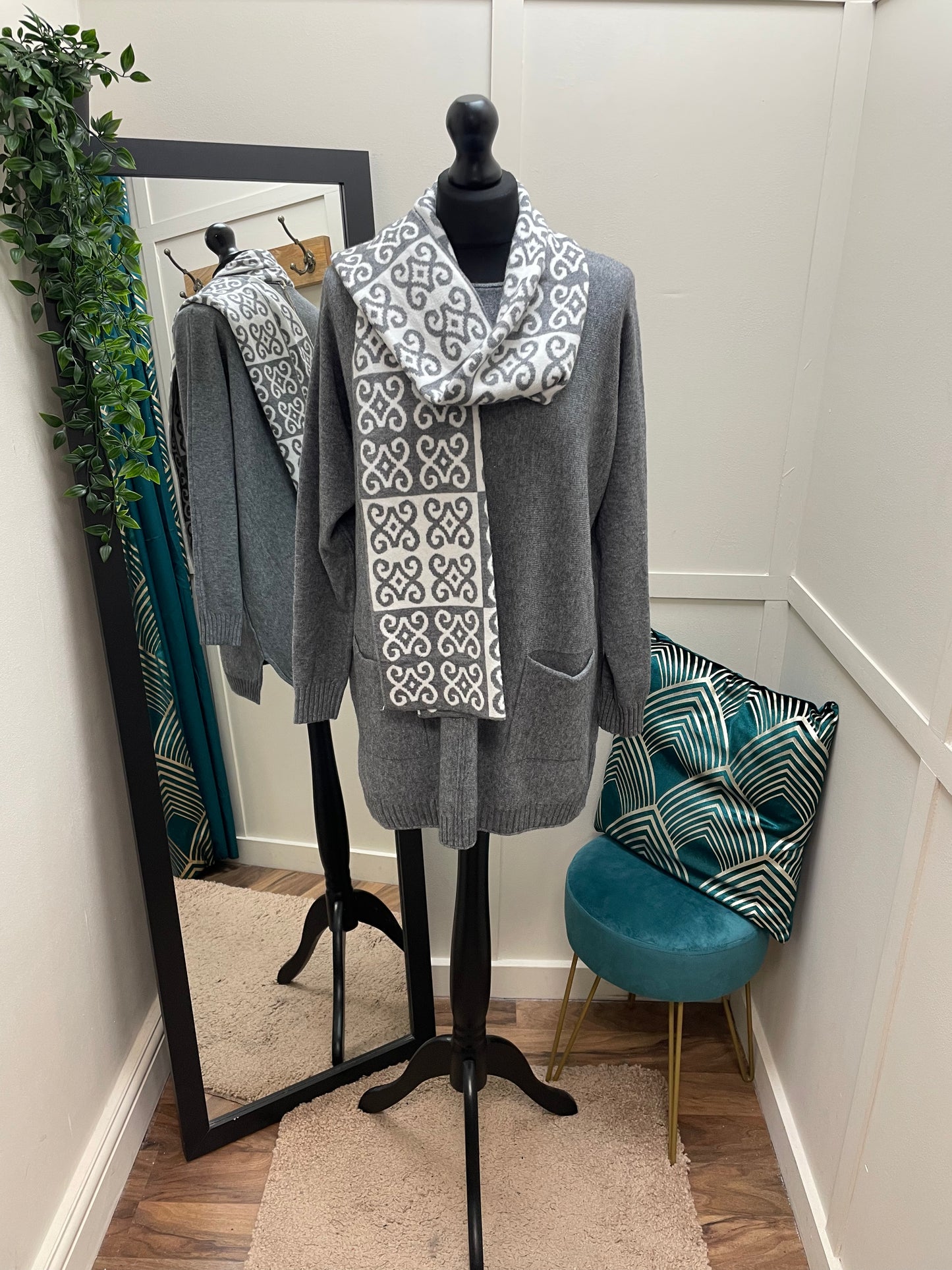 Knit Jumpers with Printed Scarves
