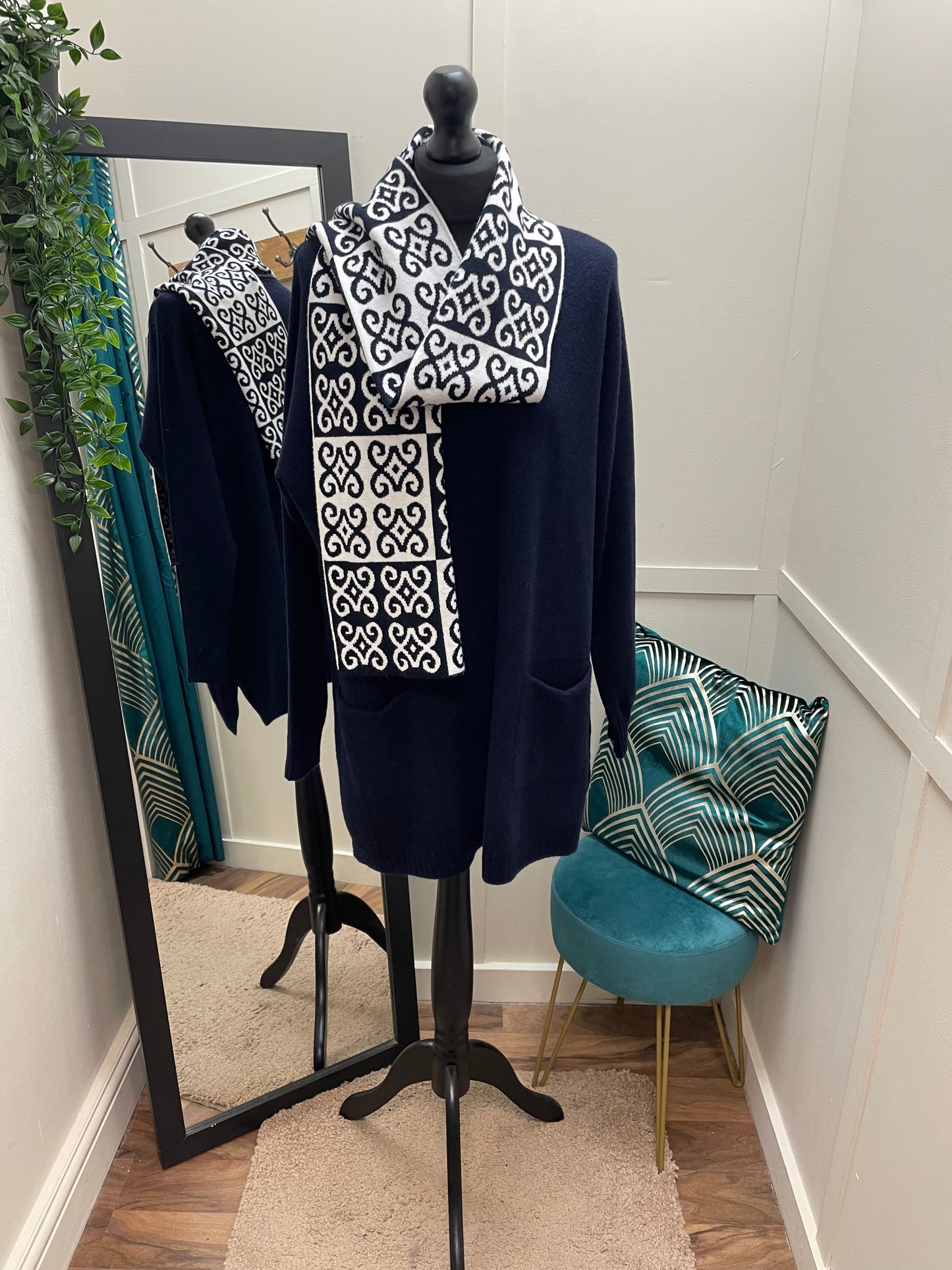 Knit Jumpers with Printed Scarves