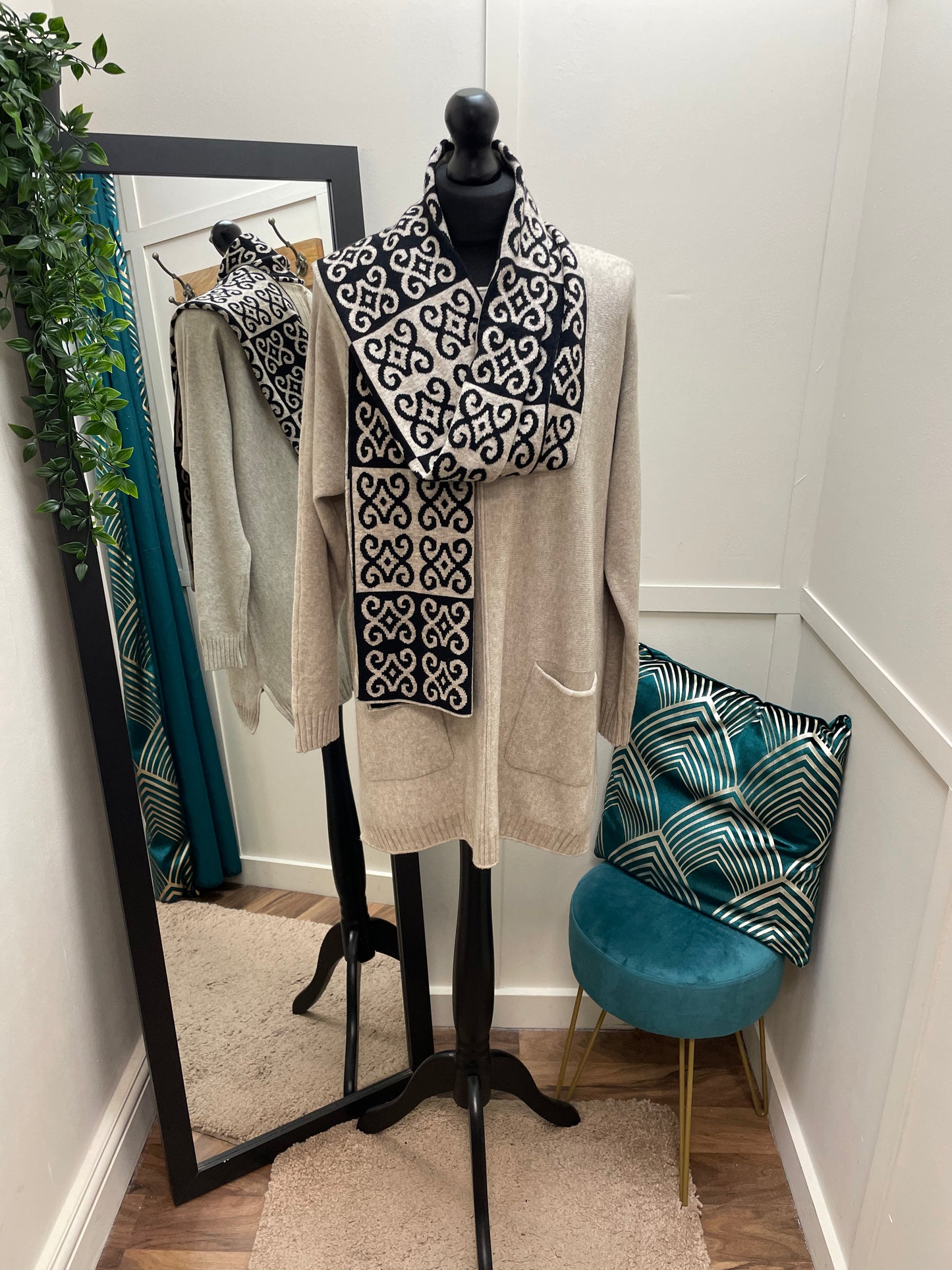 Knit Jumpers with Printed Scarves