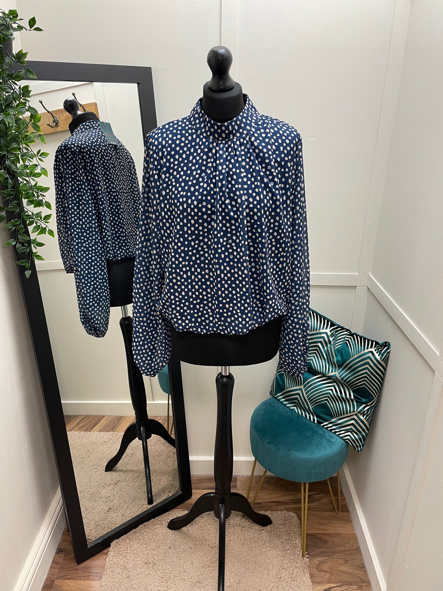 Polka Dot High Neck Blouses