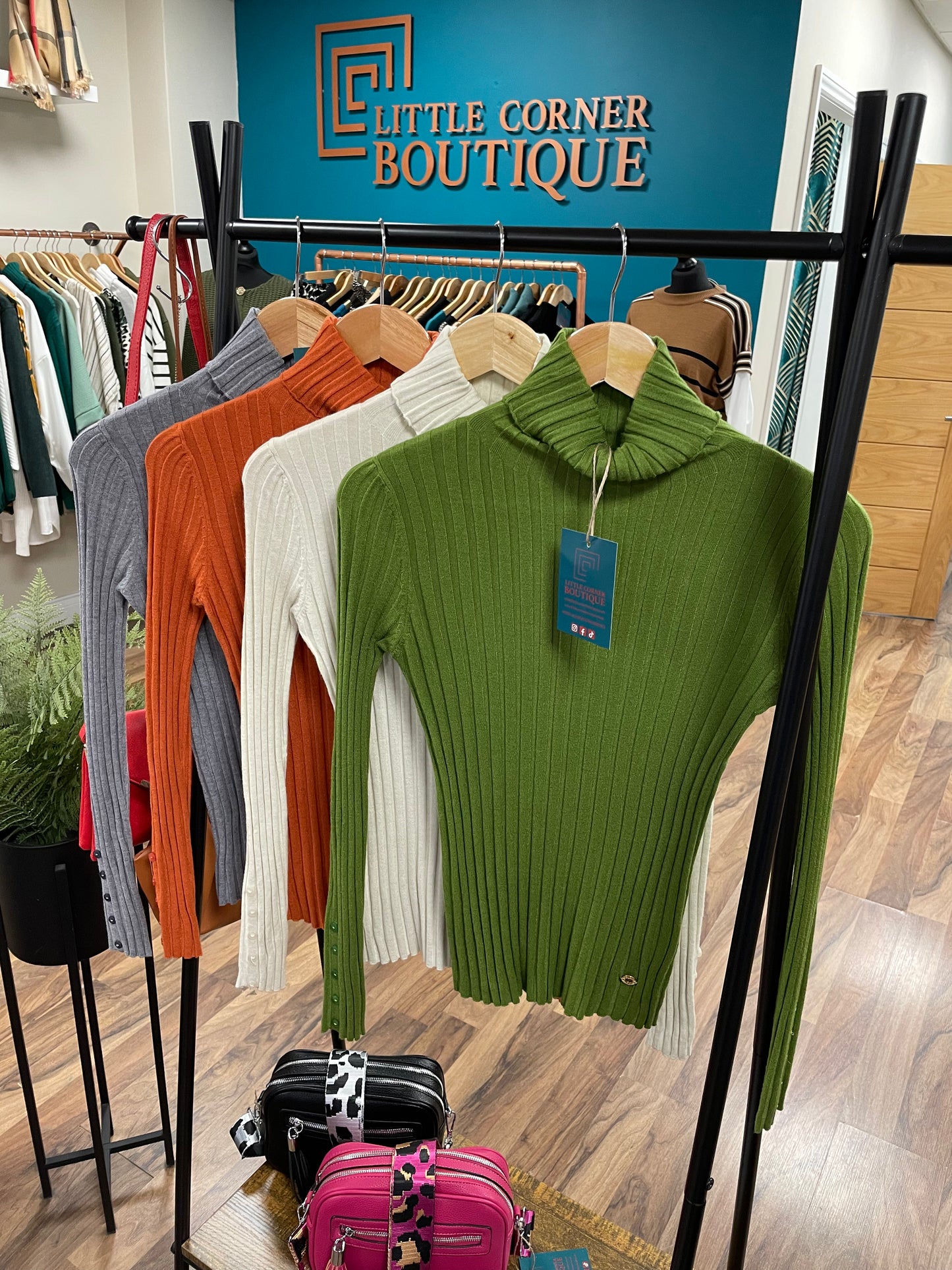 Ribbed Roll Neck Tops