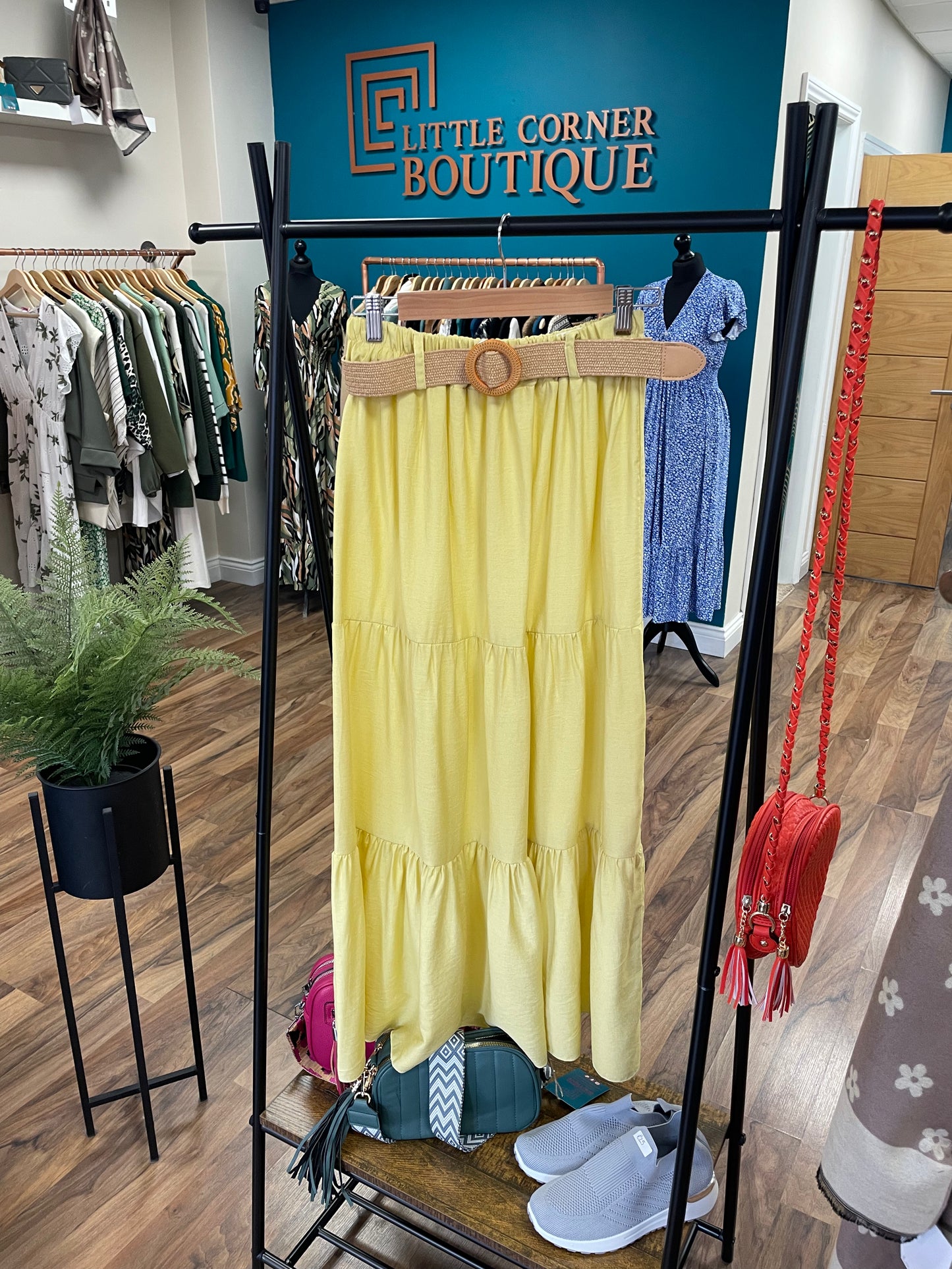 Belted Tiered Maxi Skirts