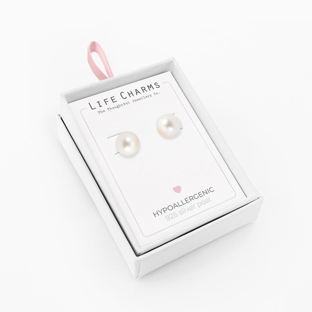 Life Charms Pearl Stud Earrings