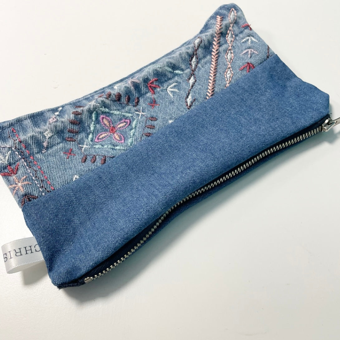 CHRISTIANA Recycled Denim Purse with Embroidery