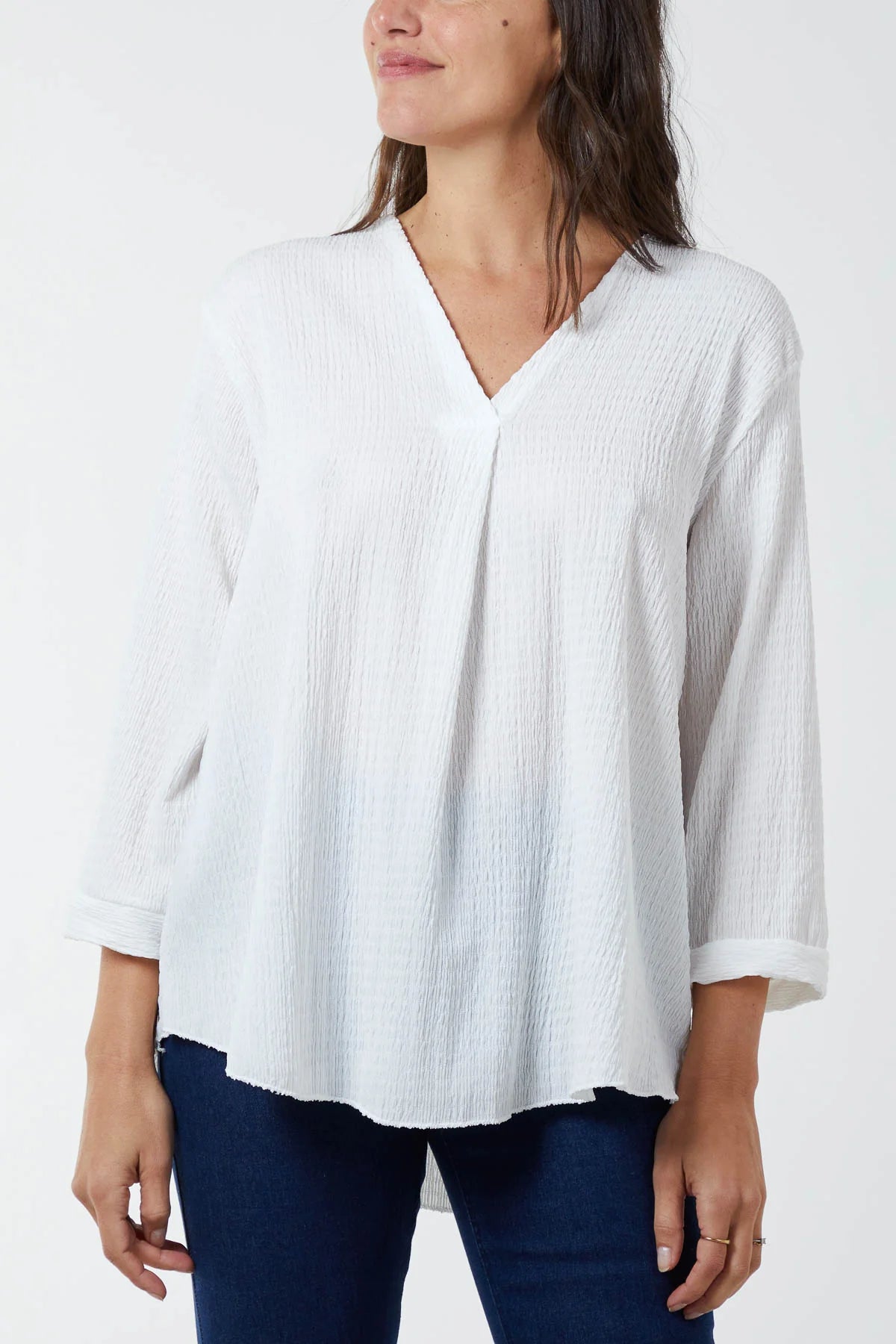 V-Neck Waffle Texture Top