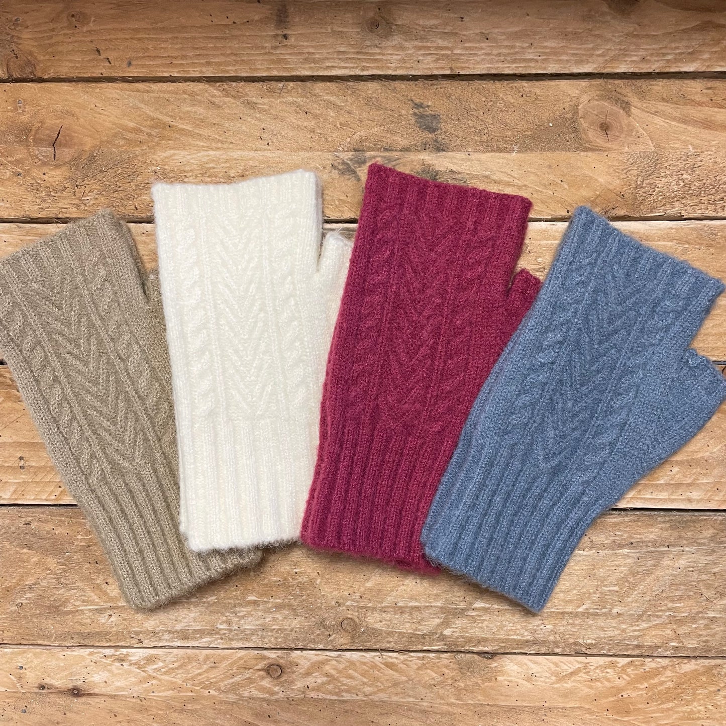 Cashmere Blend Knitted Fingerless Gloves