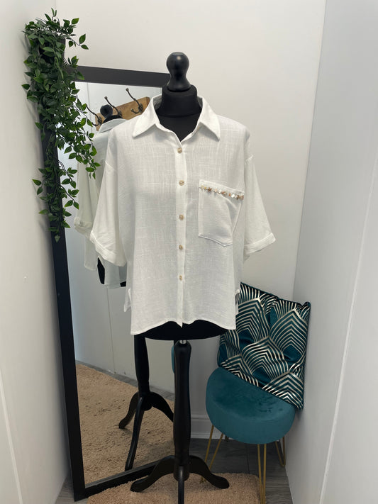 Summer Beaded Pocket Shirts