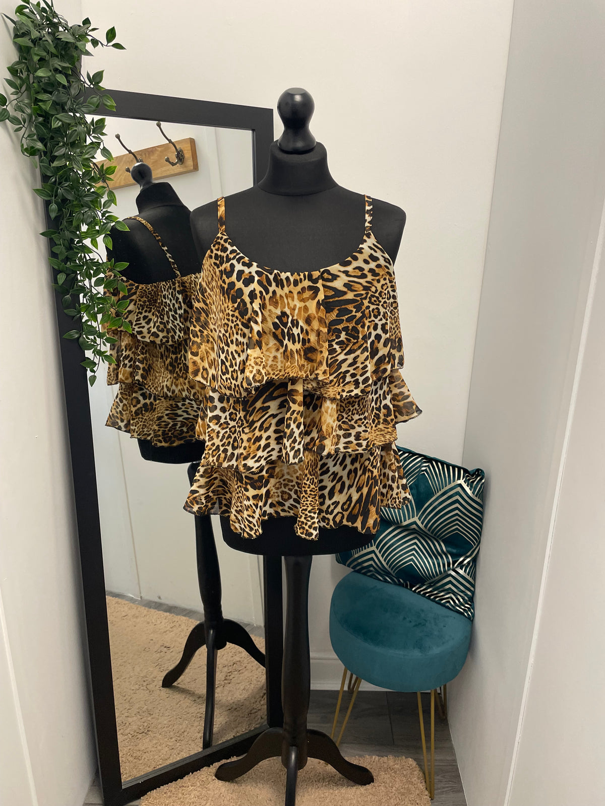 Leopard Print Frill Top