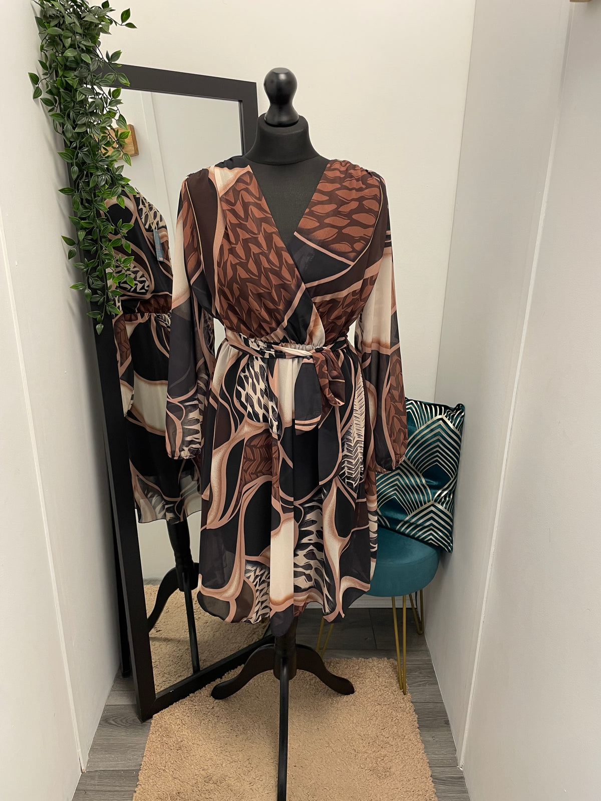 Autumn Print Midi Dresses