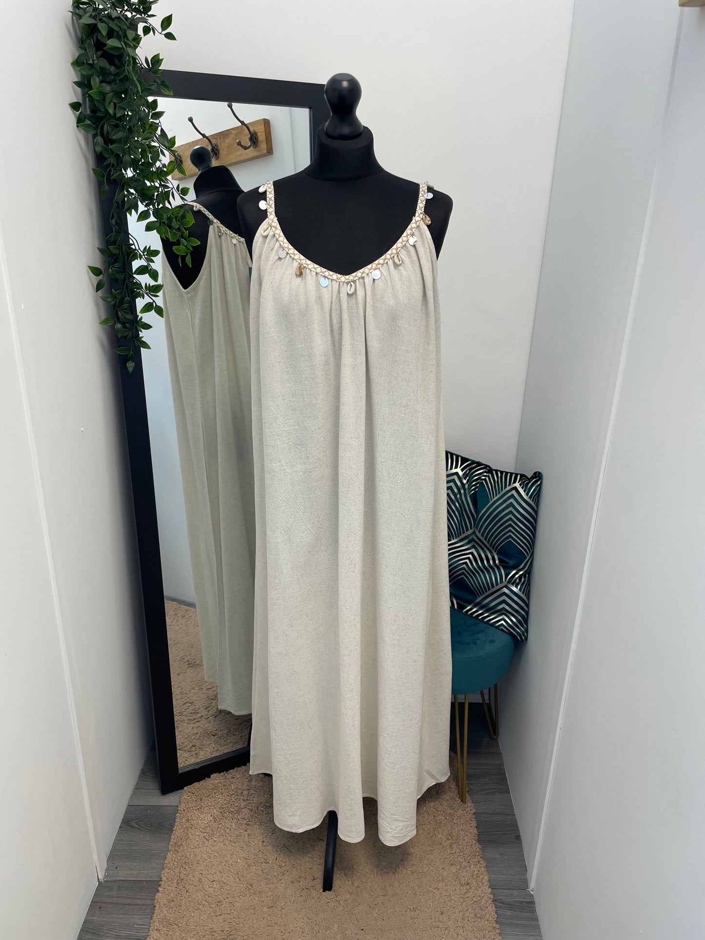 Linen Maxi Summer Beaded Dresses