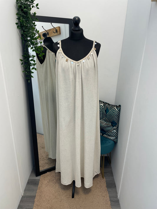 Linen Maxi Summer Beaded Dresses