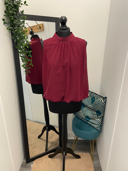 Plain Sleeveless High Neck Blouses