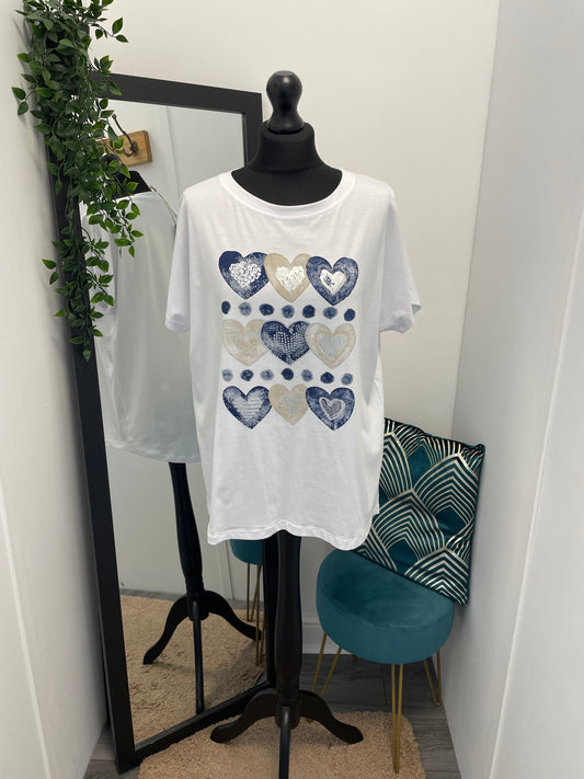 Hearts Print T-Shirts