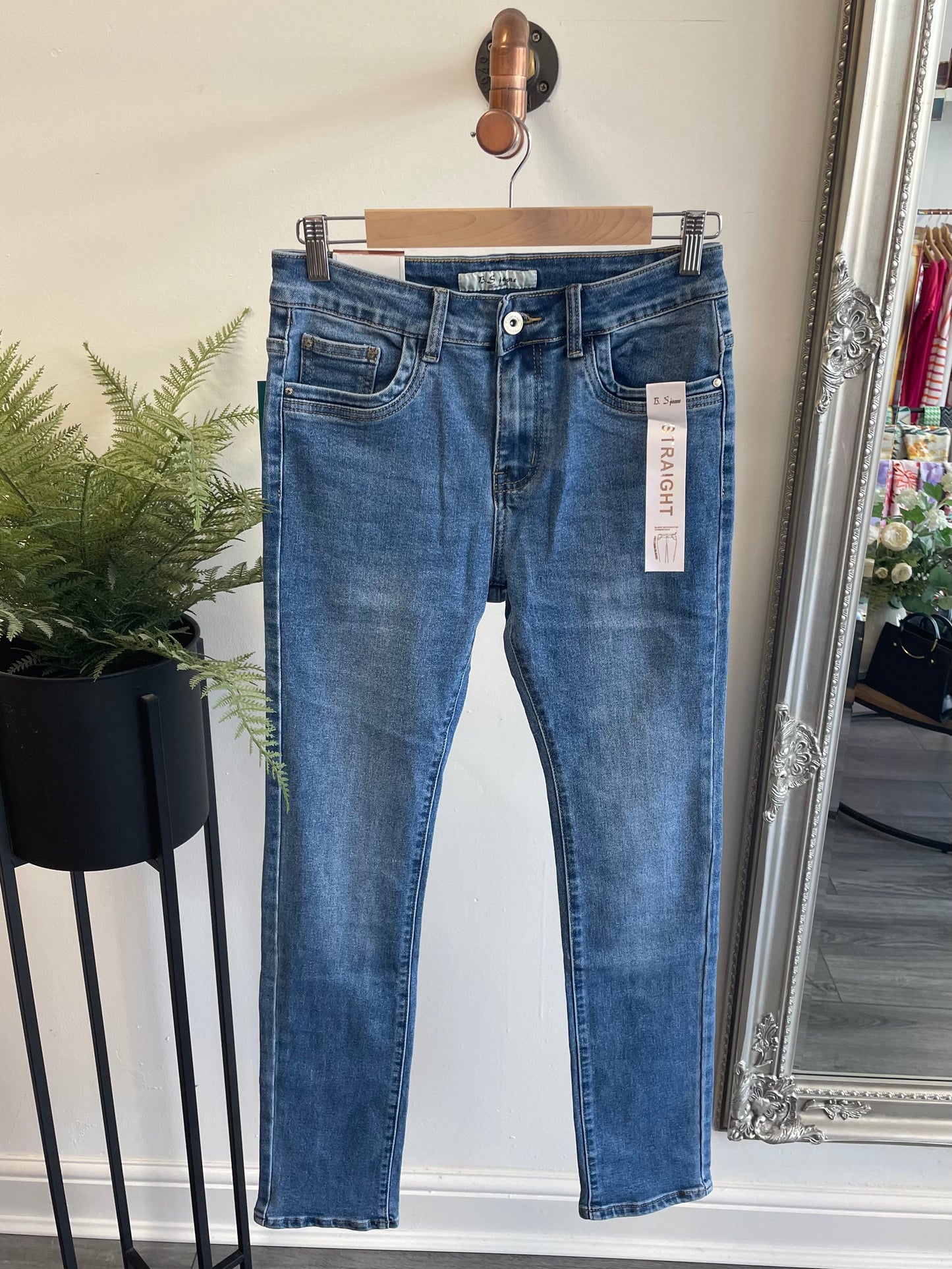 Straight Leg Denim Jeans