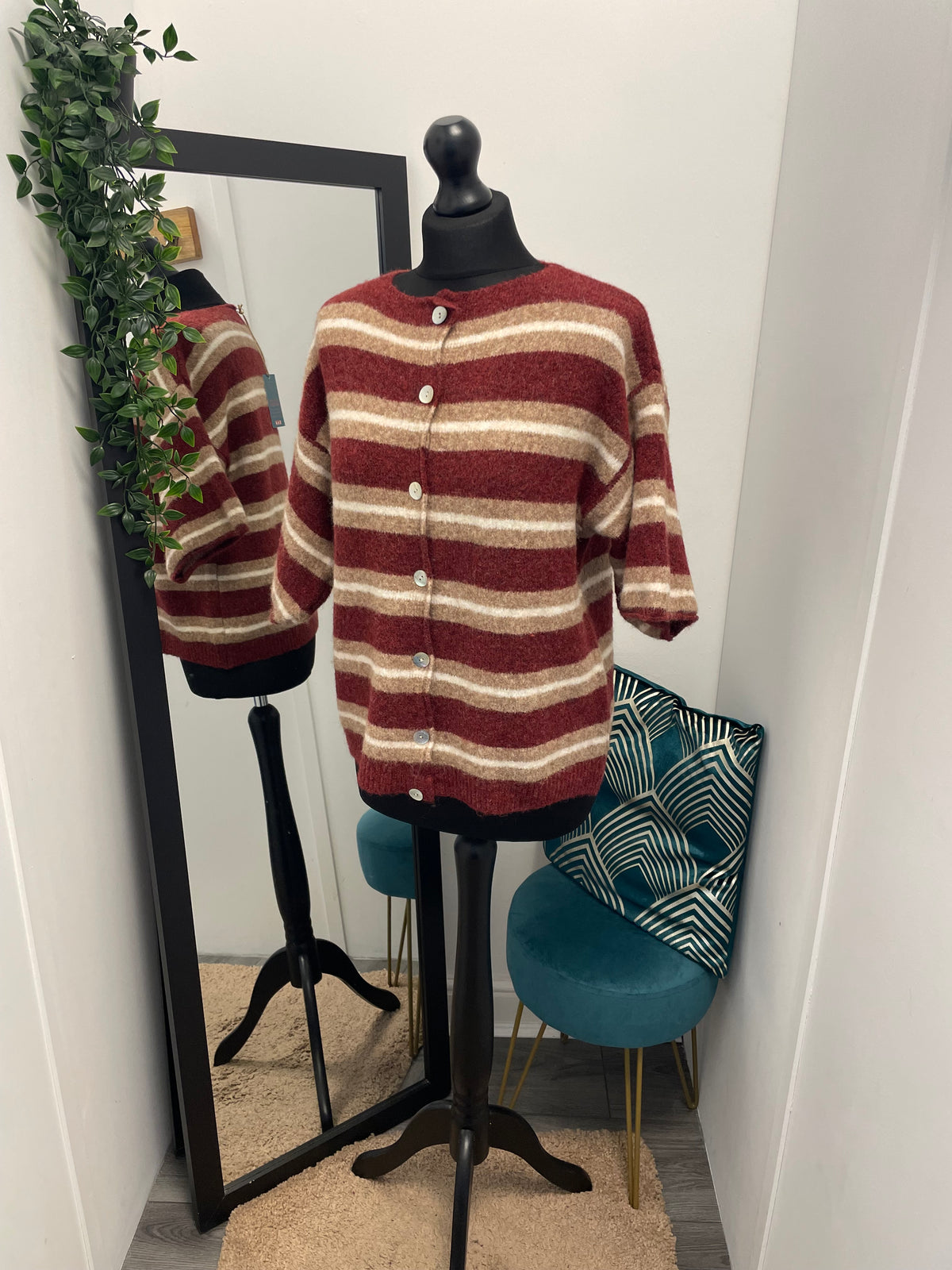 Striped Knit T-Shirt Cardigans