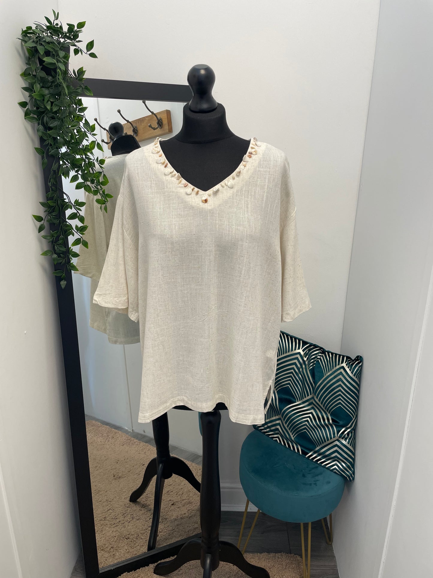 Summer Beaded Neckline Tops