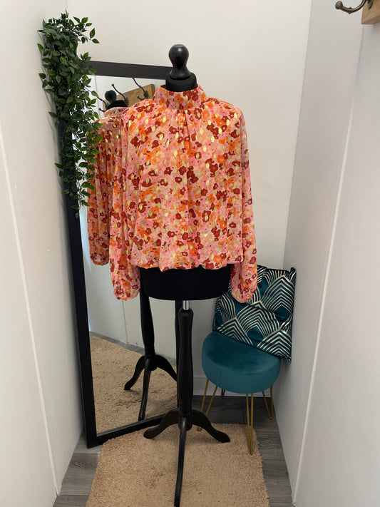 High Neck Floral Blouses