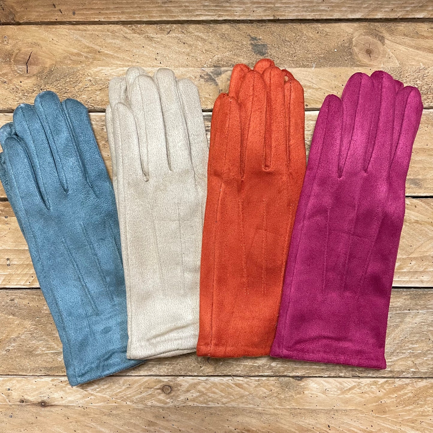 Plain Stripe Suede Gloves