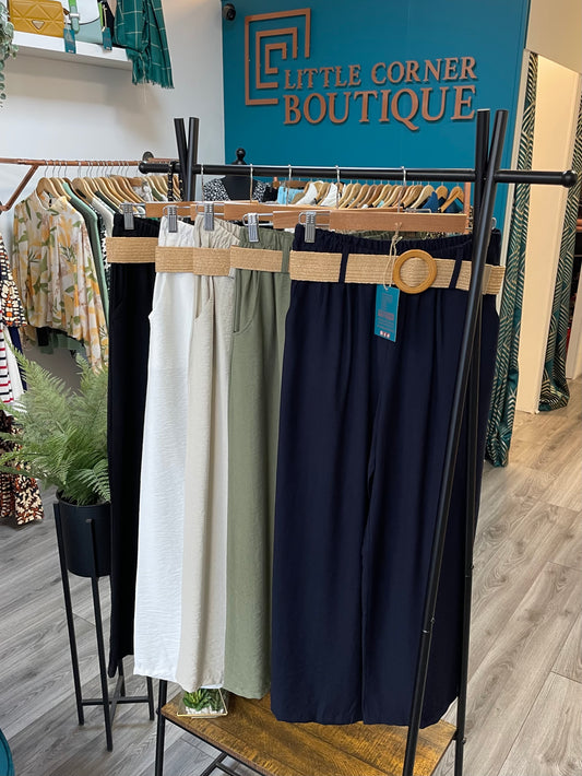 Belted Wide Leg Trousers