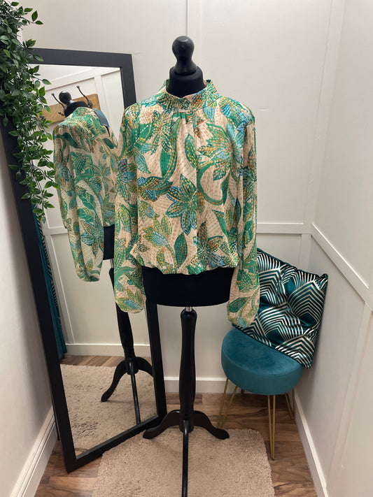 Bright Print High Neck Blouses