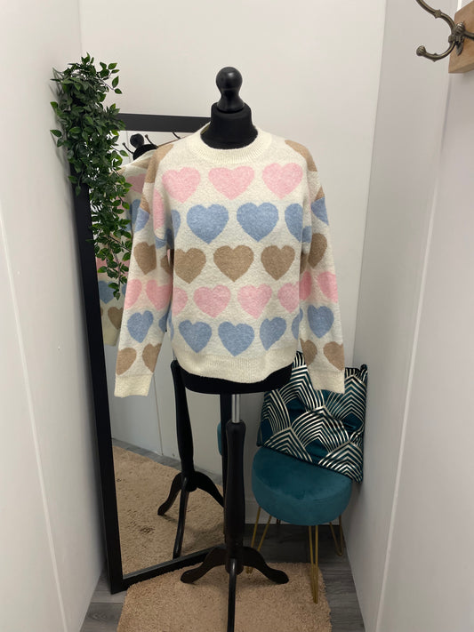 Pastel Heart Print Jumper