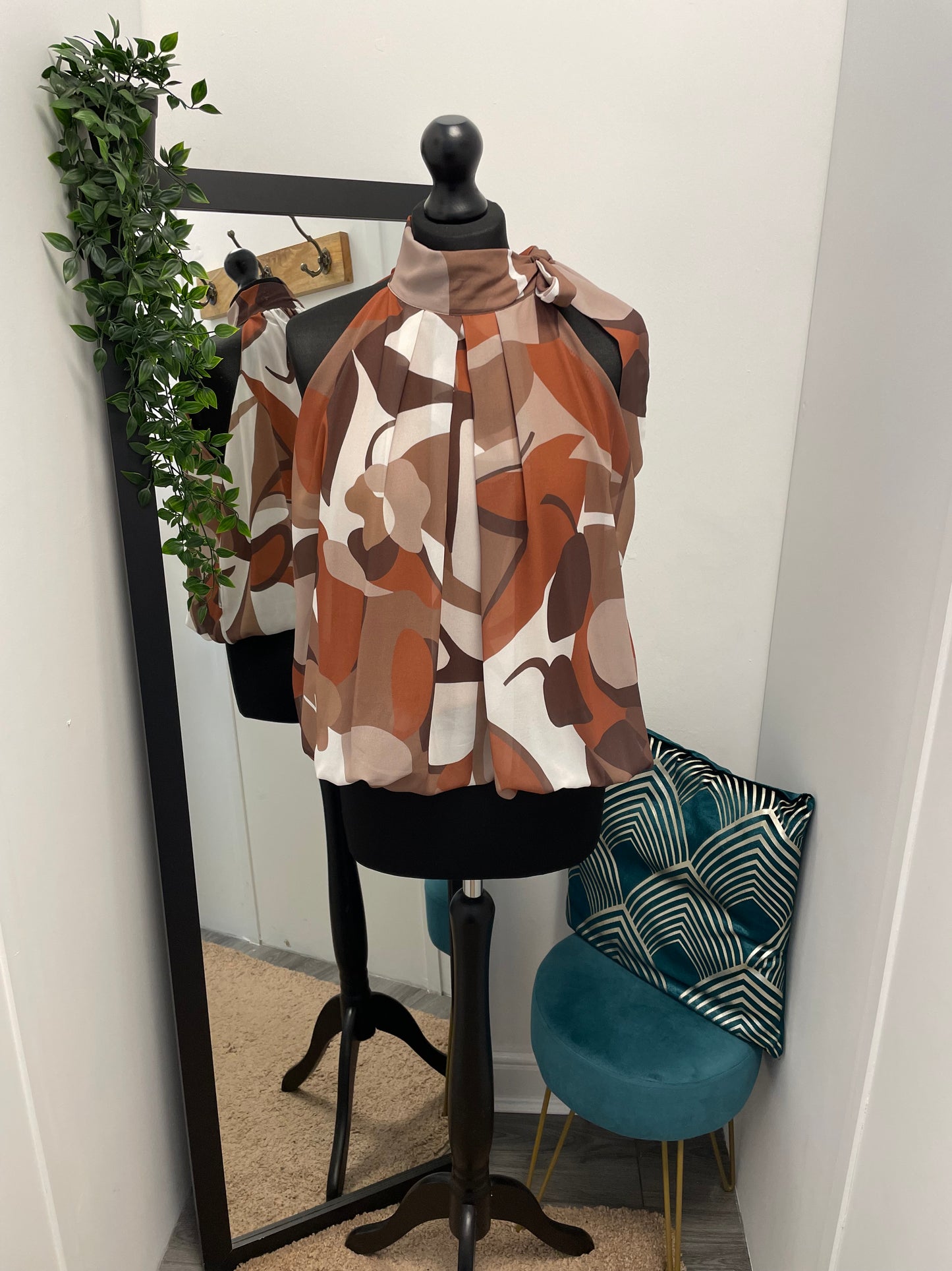 Side Tie High Neck Blouses